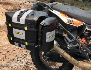 Photo of SE-4005 Hurricane RiggPak Crash Bar/Tail Bag Installed on KTM Attached to SE-4050 Using MOLLE Panel